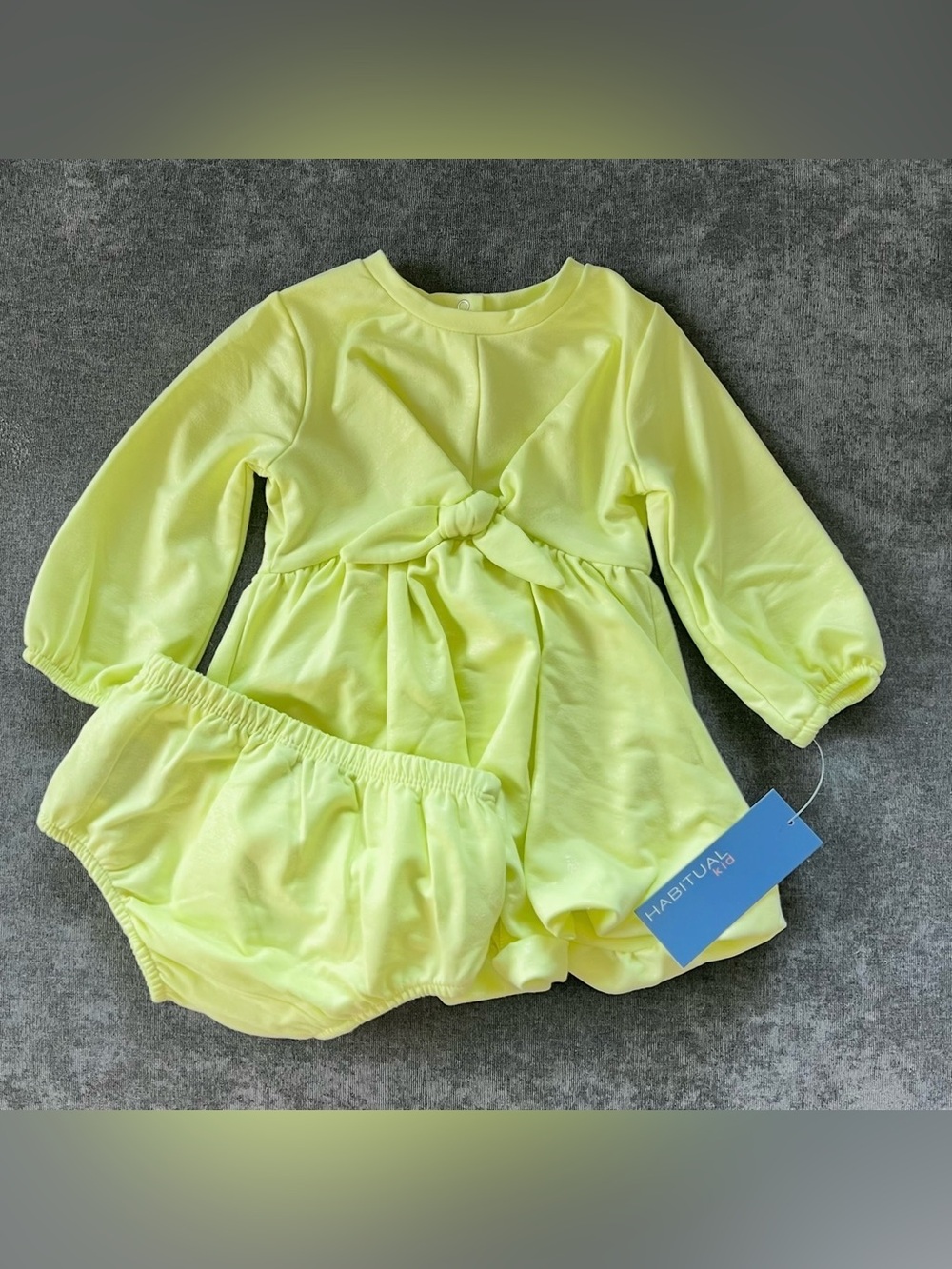 NWT Habitual Kid Neon Green Bubble Dress and Bloomer Set Size 12 Months